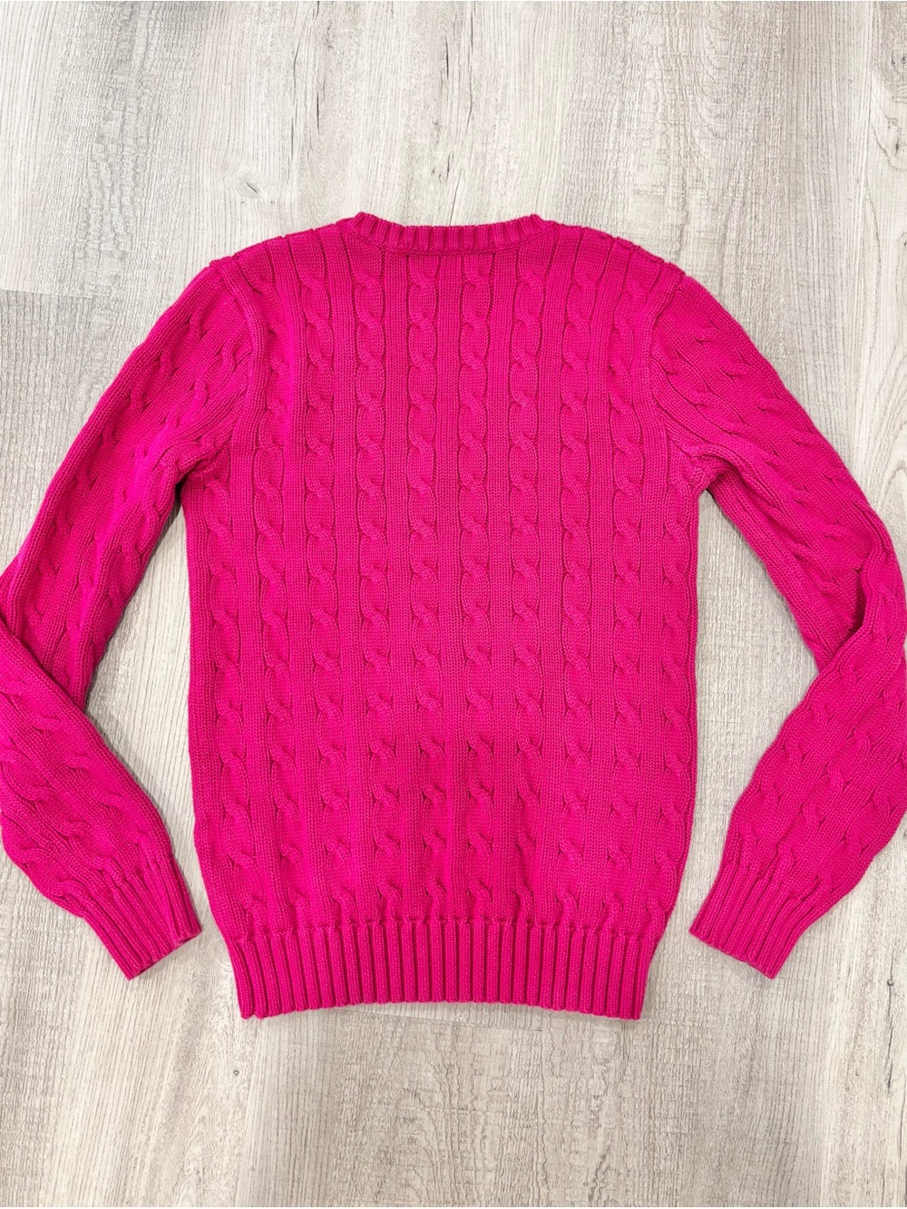 Ralph Lauren Vintage Pink V-Neck Cable Knit Sweater Small - Picture 7 of 7